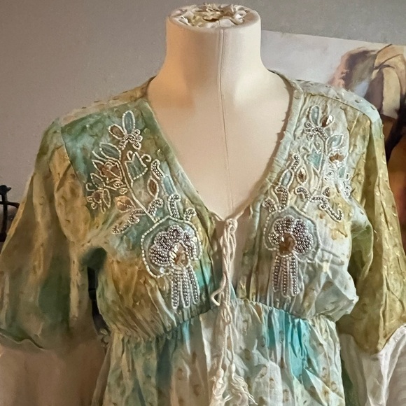 NWT  small boho shirt light green by sacred thread lightweight trending - Picture 7 of 13